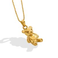 Nischenlicht Luxus Bär Halskette Titanstahl Überzogen 18 Karat Gold Trendiger Schmuck Großhandel main image 1