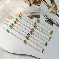 Retro Style Light Luxury Emerald Zircon Necklace Titanium Steel Plated 18k Real Gold Necklace main image 1