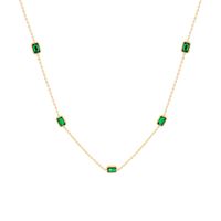 Retro Style Light Luxury Emerald Zircon Necklace Titanium Steel Plated 18k Real Gold Necklace main image 6