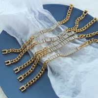Niche Fashion Style Stitching Cubic Zircon Titanium Steel Plated 18k Real Gold Bracelet main image 1