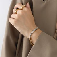 Nischen-mode-stil, Kubischer Zirkon, Titanstahl Überzogenes Armband Aus 18 Karat Echtem Gold main image 5