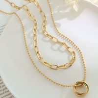 Europäischer Und Amerikanischer Nischenring, Abnehmbare, Doppellagige, Titanstahlplattierte Halskette Aus 18 Karat Echtem Gold main image 3