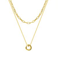 European And American Niche Ring Detachable Double Layer Titanium Steel Plated 18k Real Gold Necklace main image 6