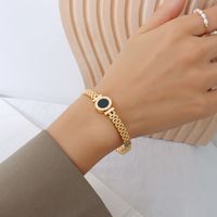 Retro Roman Number Bracelet Fashion Simple Titanium Steel 18k Gold Plated Bracelet main image 3