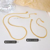 Simple Titanium Steel 18 Gold Plated Snake Bone Chain Necklace Earrings Bracelet Wholesale main image 4