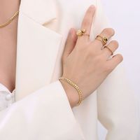 Simple Titanium Steel 18 Gold Plated Snake Bone Chain Necklace Earrings Bracelet Wholesale main image 5