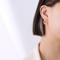 Simple Double Detachable Titanium Steel Earrings main image 5