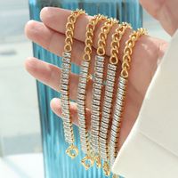 European And American Zircon Splicing Chain Bracelet Titanium Steel Plated 18k Real Gold Jewelry main image 2