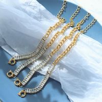 European And American Zircon Splicing Chain Bracelet Titanium Steel Plated 18k Real Gold Jewelry main image 3