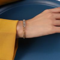 European And American Zircon Splicing Chain Bracelet Titanium Steel Plated 18k Real Gold Jewelry main image 5