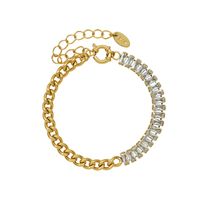 European And American Zircon Splicing Chain Bracelet Titanium Steel Plated 18k Real Gold Jewelry main image 6