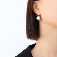 Simple Geometric Pearl Titanium Steel Ear Jewelry main image 4