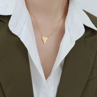 Korean Heart-shape Zircon Titanium Steel Necklace Wholesale main image 5