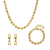 U-shaped Horseshoe Buckle Necklace Female Earrings Titanium Steel 18k Gold Jewelry main image 6