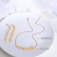 Exaggerated English Letters Eternity Necklace Earrings Titanium Steel 18k Gold Jewelry Wholesale main image 3