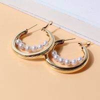 Fashion Alloy Pearl Round Trend Fashion Simple Earrings main image 3