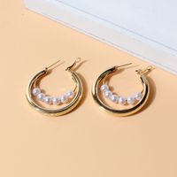 Fashion Alloy Pearl Round Trend Fashion Simple Earrings main image 4