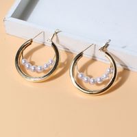 Fashion Alloy Pearl Round Trend Fashion Simple Earrings main image 5