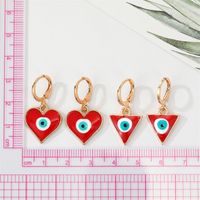 Retro Ethnic Style Color Dripping Oil Triangle Heart Eye Earrings main image 5