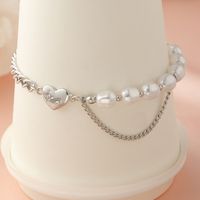 Hip-hop Heart Titanium Steel Bracelet Female Simple Pendant Bracelet Necklace main image 5