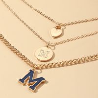 European And American Gold Multiple Short Heart-shape Alloy Necklace main image 4
