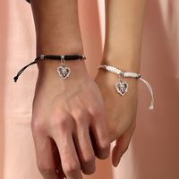 Valentine's Day Lovers Girlfriends Peach Heart Pendant Black And White Bracelet main image 1