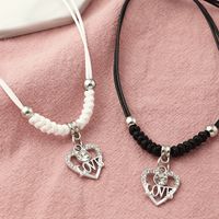 Valentine's Day Lovers Girlfriends Peach Heart Pendant Black And White Bracelet main image 4