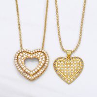 European And American Full Diamond Zircon Heart Copper Necklace Female Wholesale main image 1