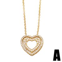 European And American Full Diamond Zircon Heart Copper Necklace Female Wholesale main image 3