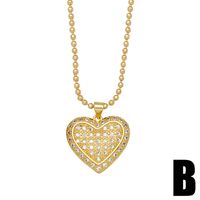 European And American Full Diamond Zircon Heart Copper Necklace Female Wholesale main image 4