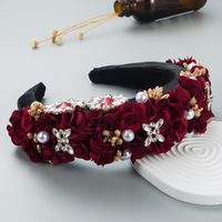Fashion Flower Headband Rhinestones Sponge Wide Edge Hair Accessories main image 4