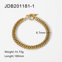 European And American 14k Gold Stainless Steel Compact Cuban Chain Ot Buckle Bracelet sku image 2