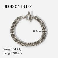 European And American 14k Gold Stainless Steel Compact Cuban Chain Ot Buckle Bracelet sku image 1
