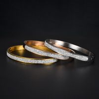 Fashion Diamond Jewelry Three Rows Of Full Diamond Egg-shaped Stainless Steel Bracelet sku image 1