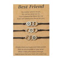 New Good Friend Card Bracelet Stainless Steel Sun Moon Star Laser Circle Weaving Bracelet sku image 1
