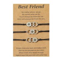 New Good Friend Card Bracelet Stainless Steel Sun Moon Star Laser Circle Weaving Bracelet sku image 3