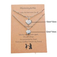 New Peach Heart Stainless Steel Parent-child Clavicle Chain Non-fading 2-piece Set Wholesale sku image 2