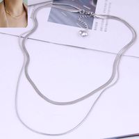 Exquisite Snake Bone Flat Chain Double-layer Titanium Steel Necklace main image 3
