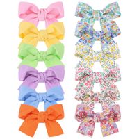 Fashion New Bow Hairpin Floral Fabric Cute Baby Solid Color Hair Accessories sku image 1