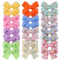 Fashion New Bow Hairpin Floral Fabric Cute Baby Solid Color Hair Accessories sku image 2