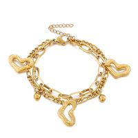 Fashion Heart Titanium Steel 18K Gold Plated Bracelets In Bulk sku image 2