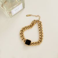 Großhandel Einfacher Stil Geometrisch Titan Stahl Einbrennlack Halskette sku image 7