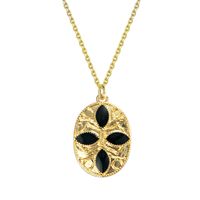 Fashion Oil Drop Necklace Stainless Steel Four-leaf Flower Clavicle Chain sku image 2