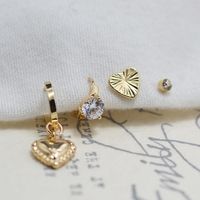 Love Single Side Diamond Gold Exquisite Peach Heart Earrings sku image 1