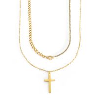 Personalized Cross Pendant Clavicle Chain Titanium Steel Necklace sku image 1