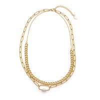 Fashion Clavicle Chain Multi-layered Zircon Titanium Steel Necklace sku image 2