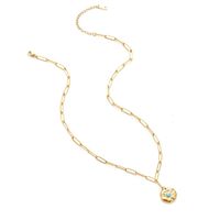 Pendant Female Exquisite Fashion Natural Turquoise Inlaid Golden Stainless Steel Necklace sku image 1