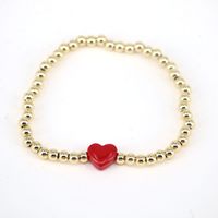 European And American Heart-shaped Dripping Oil Copper Plated Real Gold Beaded Bracelet sku image 1