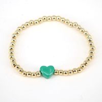 European And American Heart-shaped Dripping Oil Copper Plated Real Gold Beaded Bracelet sku image 3