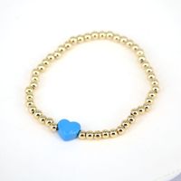 European And American Heart-shaped Dripping Oil Copper Plated Real Gold Beaded Bracelet sku image 4